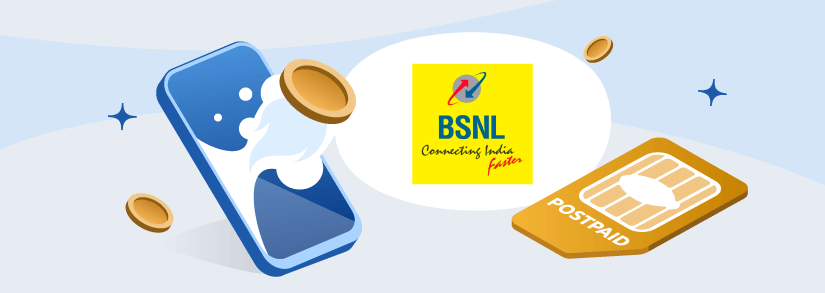 a smartphone beside BSNL postpaid SIM indicating savings