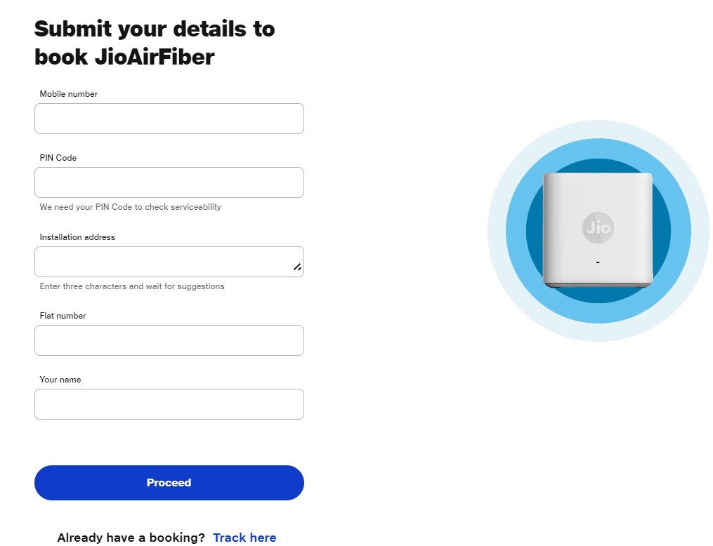 Fill the form to book JioAirFiber connection