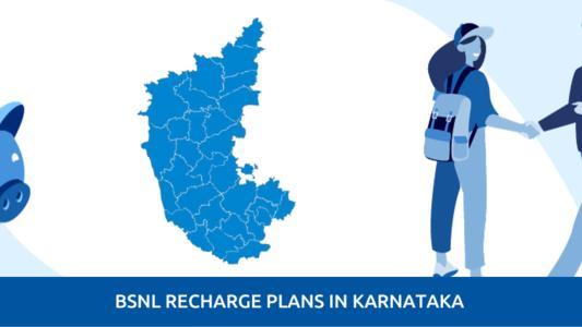 two people shaking hands beside a map of Karnataka & a piggy bank showing savings of BSNL plans
